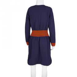 Pre Owned Marc By Marc Jacobs Navy Blue Saddle Sleeve Sweatshirt Dress M