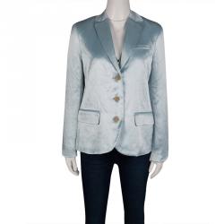Pre Owned Marc by Marc Jacobs Stormy Sky Blue Cosmo Satin Blazer S