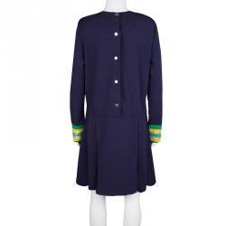 Pre Owned Marc By Marc Jacobs Indigo Drop Waist Zip Detail Sweatshirt Dress L