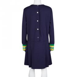 Pre Owned Marc By Marc Jacobs Indigo Drop Waist Zip Detail Sweatshirt Dress L