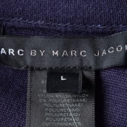 Pre Owned Marc By Marc Jacobs Indigo Drop Waist Zip Detail Sweatshirt Dress L