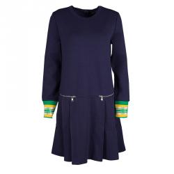 Marc By Marc Jacobs Indigo Drop Waist Zip Detail Sweatshirt Dress M