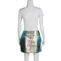 مملوكة مسبقًا تنورة قصيرة مارك باي مارك جاكوبس جلد قزحي ميتاليك S