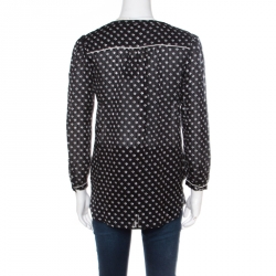 Pre Owned Marc By Marc Jacobs Monochrome Printed Silk Long Sleeve Blouse XS