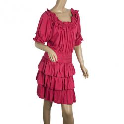 Pre Owned Marc by Marc Jacobs Muted Magenta Drop Waist Ruffle Hem Dress XS