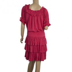 Pre Owned Marc by Marc Jacobs Muted Magenta Drop Waist Ruffle Hem Dress XS