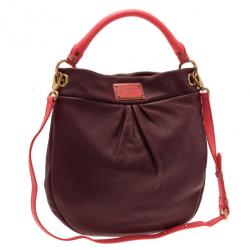 Pre Owned Marc by Marc Jacobs Maroon Leather Hillier Hobo