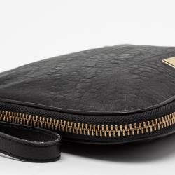 Pre Owned Marc by Marc Jacobs Black Leather Expandable Zip Wristlet Clutch