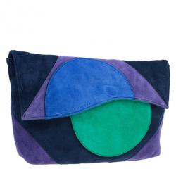 Pre Owned Marc by Marc Jacobs Multicolor Suede Etta Patchwork Clutch