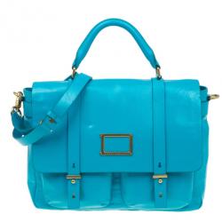 مملوكة مسبقًا Marc by Marc Jacobs Turquoise Glazed Leather Small Werdie Satchel
