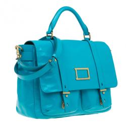 مملوكة مسبقًا Marc by Marc Jacobs Turquoise Glazed Leather Small Werdie Satchel
