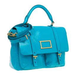 مملوكة مسبقًا حقيبة مارك باي مارك جاكوبس ويردي جلد تركواز لامع كبيرة بيدان علويتان