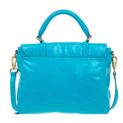 مملوكة مسبقًا حقيبة مارك باي مارك جاكوبس ويردي جلد تركواز لامع كبيرة بيدان علويتان