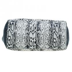 Pre Owned Marc by Marc Jacobs Black/White Leather Here's The T Snake Print Tote