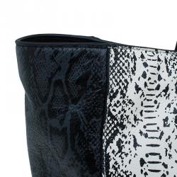 Pre Owned Marc by Marc Jacobs Black/White Leather Here's The T Snake Print Tote