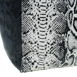 Pre Owned Marc by Marc Jacobs Black/White Leather Here's The T Snake Print Tote