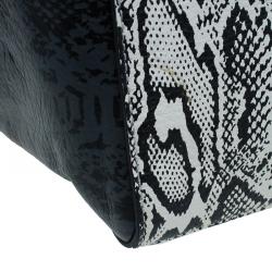Pre Owned Marc by Marc Jacobs Black/White Leather Here's The T Snake Print Tote