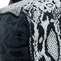 Pre Owned Marc by Marc Jacobs Black/White Leather Here's The T Snake Print Tote