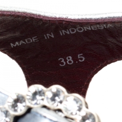 Pre Owned Marc By Marc Jacobs Grey Satin Crystal Embellished Buckle Flat Strappy Sandals Size 38.5