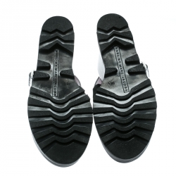 Pre Owned Marc by Marc Jacobs Black Pony Hair and Leather Irving Platform Wedge Sandals Size 38.5