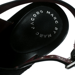 Pre Owned Marc by Marc Jacobs Black Pony Hair and Leather Irving Platform Wedge Sandals Size 38.5