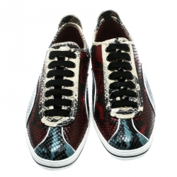 Pre Owned حذاء رياضي مارك باي مارك منخفض من أعلى غرينيتش رترو جلد نقش ثعبان أزرق/ أحمر مقاس 37