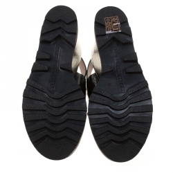 Pre Owned صندل مارك باي مارك جاكوبس كعب روكي سيور متعاكسة ايرفينغ جلد نقش ثعبان أسود مقاس 38