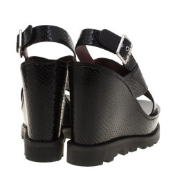 Pre Owned صندل مارك باي مارك جاكوبس كعب روكي سيور متعاكسة ايرفينغ جلد نقش ثعبان أسود مقاس 38