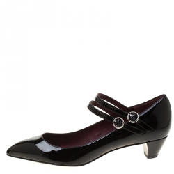 Pre Owned حذاء كعب عالي مارك باي مارك جاكوبس ماري جين مقدمة مدببة سادي جلد لامع أسود مقاس 38