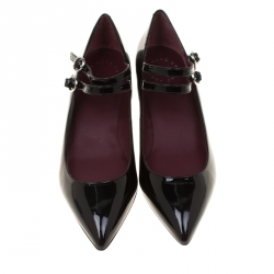 Pre Owned حذاء كعب عالي مارك باي مارك جاكوبس ماري جين مقدمة مدببة سادي جلد لامع أسود مقاس 38