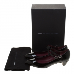 Pre Owned حذاء كعب عالي مارك باي مارك جاكوبس ماري جين مقدمة مدببة سادي جلد لامع أسود مقاس 38