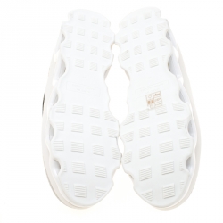 Pre Owned Marc by Marc Jacobs Metallic Silver Embossed Snakeskin Leather Ninja Wave Platform Slip On Sneakers Size 38