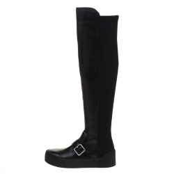 Pre Owned حذاء بوت رياضي مارك باي مارك جاكوبس فوق الركبة ثومبسون جلد أسود مقاس 36