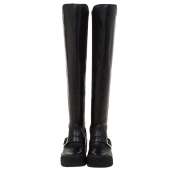 Pre Owned حذاء بوت رياضي مارك باي مارك جاكوبس فوق الركبة ثومبسون جلد أسود مقاس 36