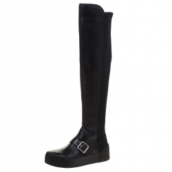 Pre Owned Marc by Marc Jacobs Black Leather Thompson Over the Knee Sneaker Boots Size 36