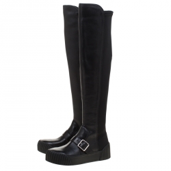 Pre Owned حذاء بوت ريا ضي مارك باي مارك جاكوبس فوق الركبة ثومبسون جلد أسود مقاس 36