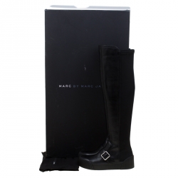 Pre Owned حذاء بوت رياضي مارك باي مارك جاكوبس فوق الركبة ثومبسون جلد أسود مقاس 36