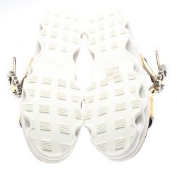 مملوكة مسبقًا Marc by Marc Jacobs Metallic Gold Embossed Snakeskin Leather Ninja Wave Platform Sandals Size 35