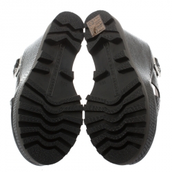 Pre Owned Marc by Marc Jacobs Black Embossed Snakeskin Leather Irving Cross Strap Wedge Sandals Size 35.5