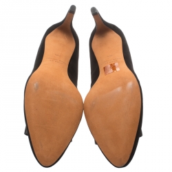 Pre Owned Marc by Marc Jacobs Black Suede Tuxedo Logo Plaque Bow Pumps Size 38.5