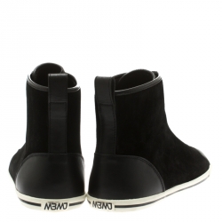 Pre Owned Marc by Marc Jacobs Black Suede Bedford Zip High Top Sneakers Size 39