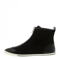 Pre Owned Marc by Marc Jacobs Black Suede Bedford Zip High Top Sneakers Size 39