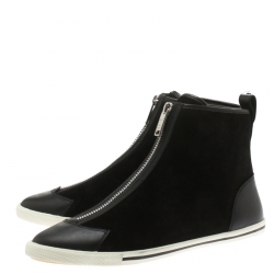 Pre Owned Marc by Marc Jacobs Black Suede Bedford Zip High Top Sneakers Size 39