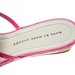 Pre Owned Marc by Marc Jacobs Pink Patent Leather Ankle Strap Sandals Size 36.5