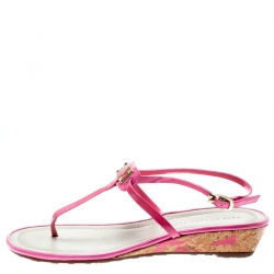 Pre Owned Marc by Marc Jacobs Pink Patent Leather Ankle Strap Sandals Size 36.5