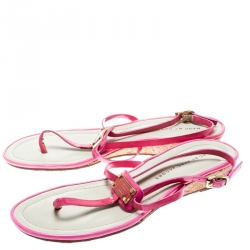 Pre Owned Marc by Marc Jacobs Pink Patent Leather Ankle Strap Sandals Size 36.5
