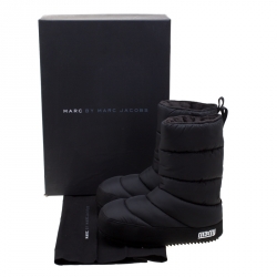 Pre Owned حذاء بوت مارك باي مارك جاكوبس ثلج طويل بطانة فليس هووارد قماش نايلون مبطن أسود مقاس 38