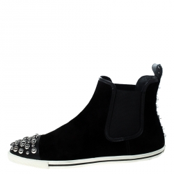 Pre Owned Marc by Marc Jacobs Black Suede Chelsea Studded Ankle Boots Size 38