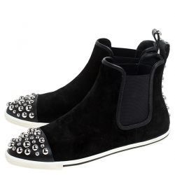 Pre Owned حذاء رياضي مارك باي مارك جاكوبس غراهام سويدي أسود مرصع مقاس 38