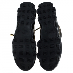 Pre Owned Marc by Marc Jacobs Black/Gold Leather And Mesh Spring Platform High Top Sneakers Size 37